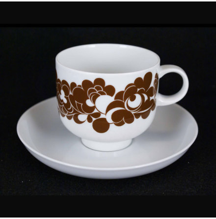 dekor brun Kaffekopp med fat 