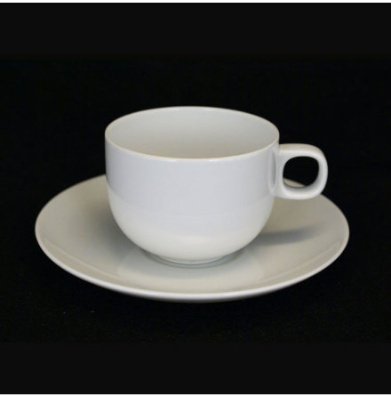 fler föremål Kaffekopp med fat vit glasyr