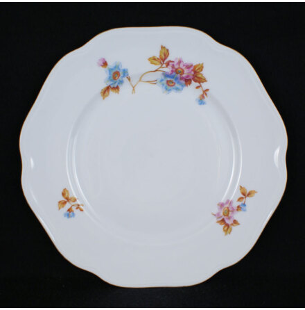 blommor rosa bl� Flat tallrik 