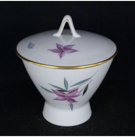 Form 2000 - blommor rosa lila Sockersk�l med lock 