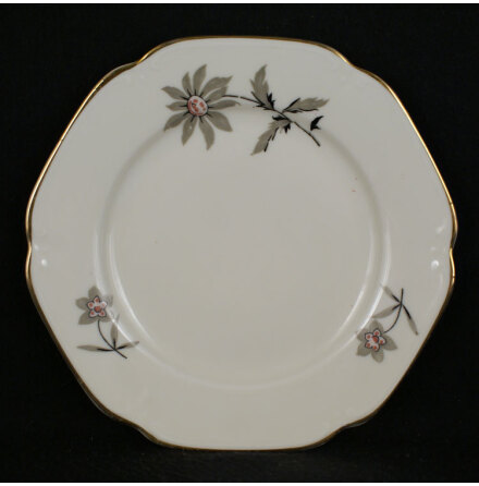 blomma gr� korallr�d Assiett 16,5 cm