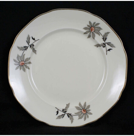 blomma gr� korallr�d Assiett 21 cm