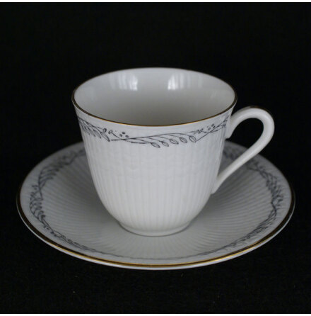 bladb�rd svart Kaffekopp med fat 