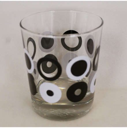 dricksglas med dekor Dricksglas Godis Mix - cirklar svart/vita