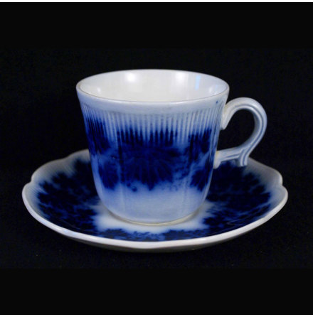 Vinranka - blå Kaffekopp med fat 